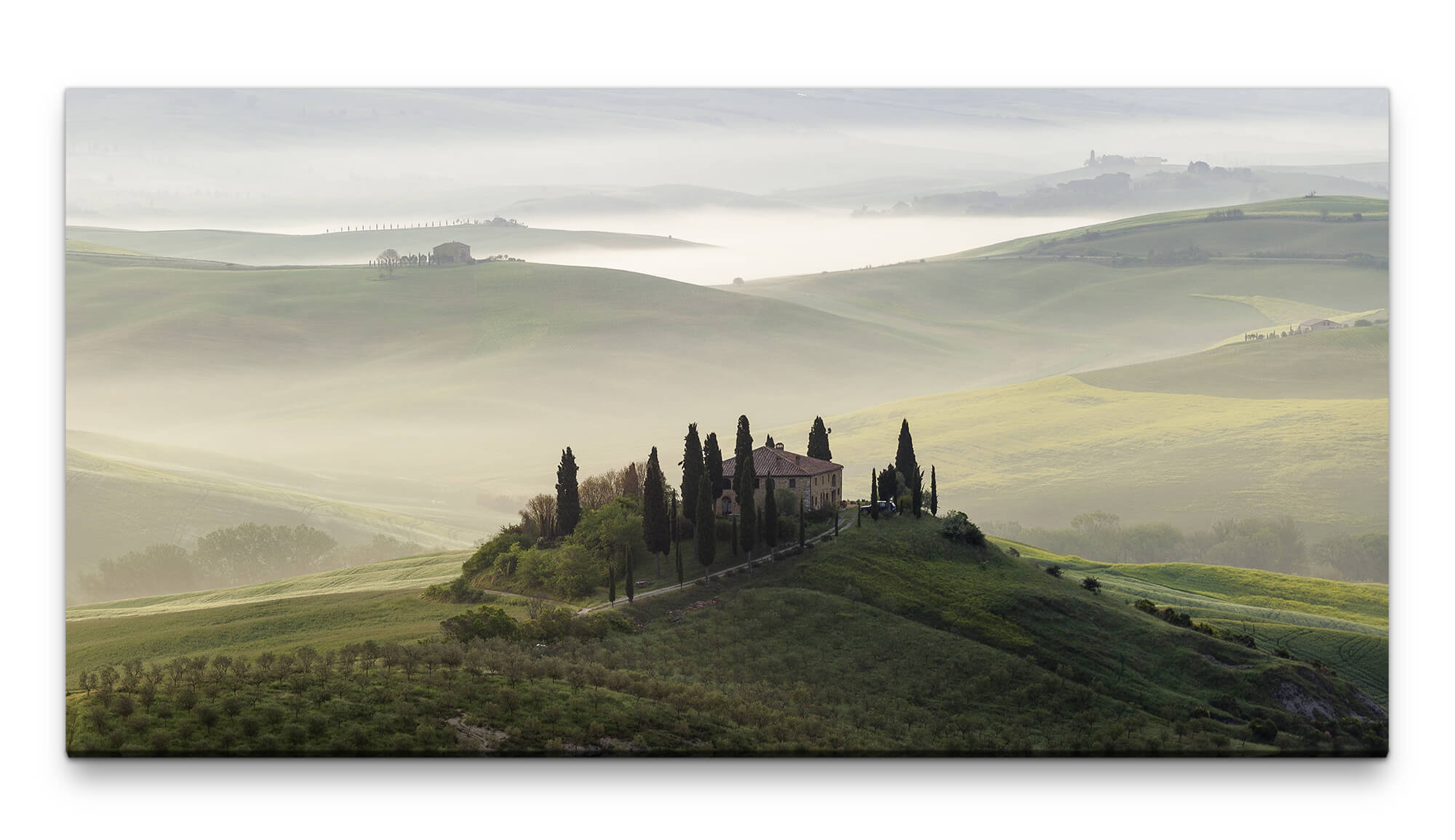 Bilder XXL Toscana im Nebel 50x100cm Wandbild auf Leinwand Möbel Direkt