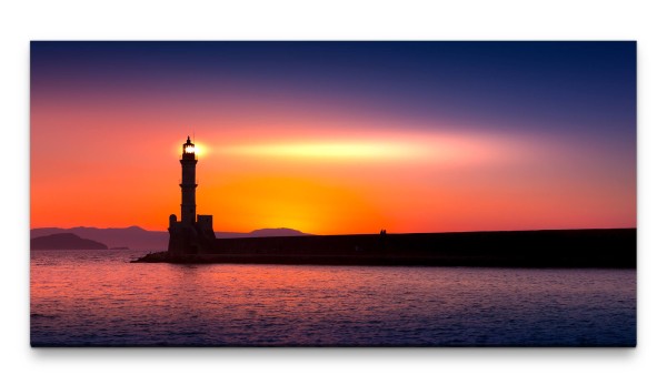 Bilder XXL Leuchtturm im Meer 50x100cm Wandbild auf Leinwand