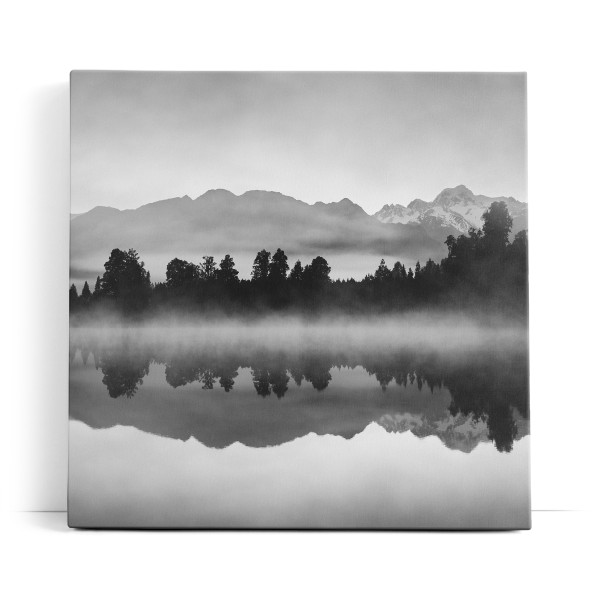 See Berge Landschaft Schwarz Weiß Bäume