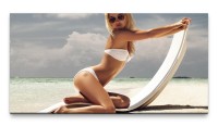 Bilder XXL Sexy Frau im weissen Bikini 50x100cm Wandbild auf Leinwand