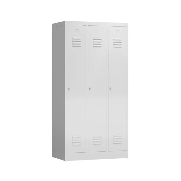 Garderobenschrank Metallspind ClassiX Basic 87 in RAL 7035 Lichtgrau mit 3 Abteilen