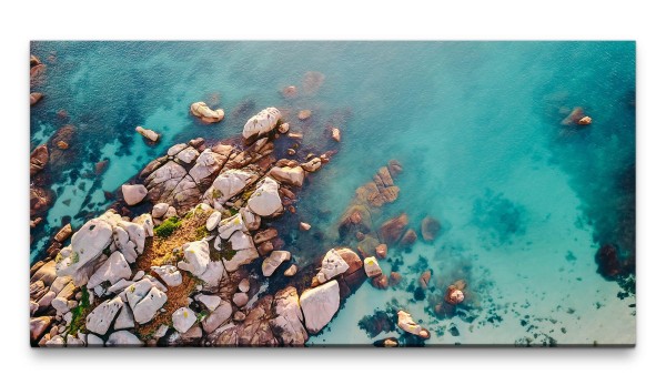 Bilder XXL Felsen im blauen Meer 50x100cm Wandbild auf Leinwand