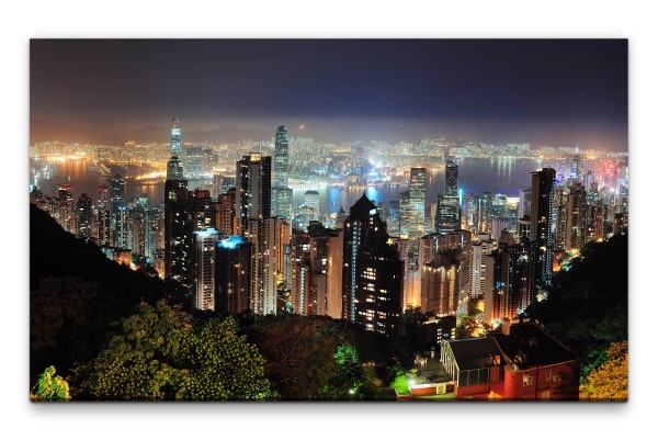 Bilder XXL Hong Kong Skyline Wandbild auf Leinwand