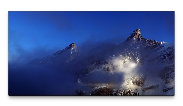 Bilder XXL Gebirge im Nebel 50x100cm Wandbild auf Leinwand