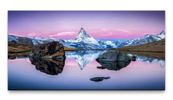 Bilder XXL Gebirgssee 50x100cm Wandbild auf Leinwand