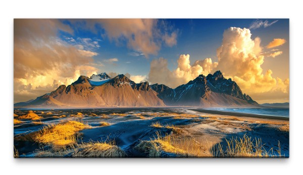 Bilder XXL Berge in Island 50x100cm Wandbild auf Leinwand