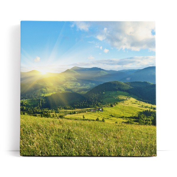 Alpenlandschaft Berge Gebirge Wiese Sonnenuntergang