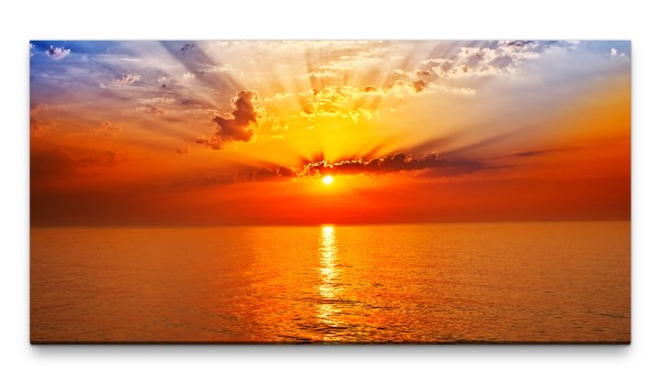 Bilder XXL Meer im Sonnenuntergang 50x100cm Wandbild auf Leinwand