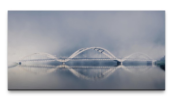 Bilder XXL Brücke am Fluss 50x100cm Wandbild auf Leinwand