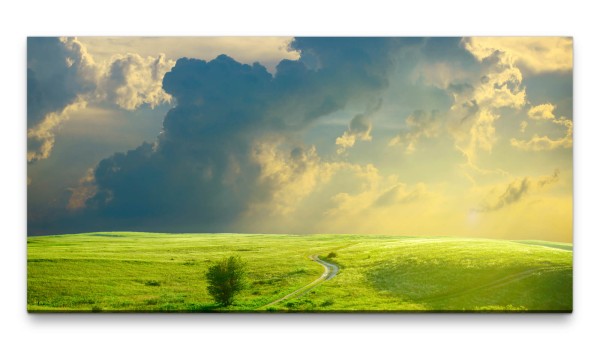 Bilder XXL Landschaft in den Wolken 50x100cm Wandbild auf Leinwand