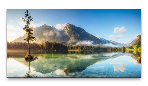 Bilder XXL See in den Alpen 50x100cm Wandbild auf Leinwand