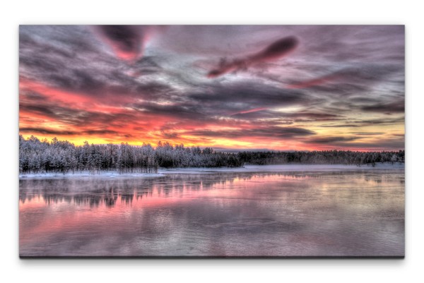 Bilder XXL winterliche Landschaft in Lappland Wandbild auf Leinwand