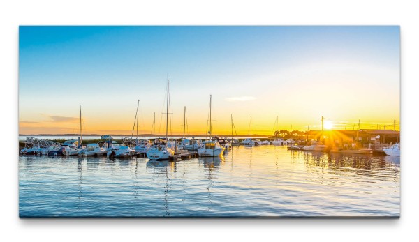 Bilder XXL Boote im Hafen 50x100cm Wandbild auf Leinwand