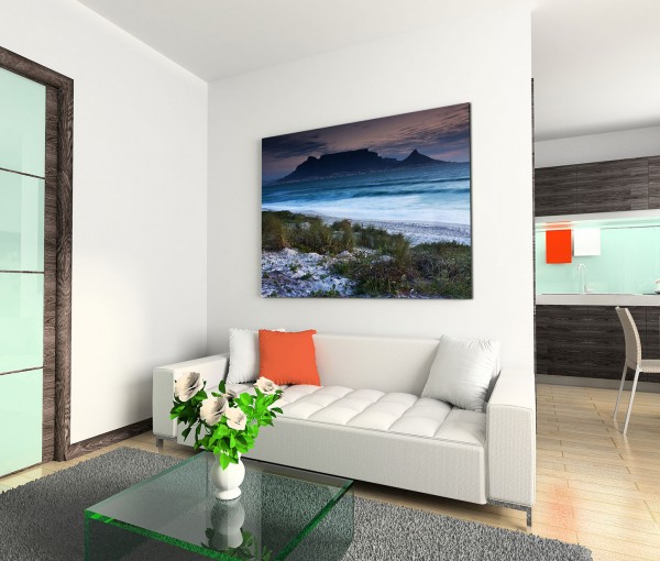 120x80cm Wandbild Kapstadt Strand Meer Morgengrauen