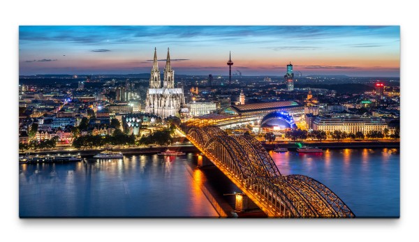 Bilder XXL Kölner Brücke 50x100cm Wandbild auf Leinwand