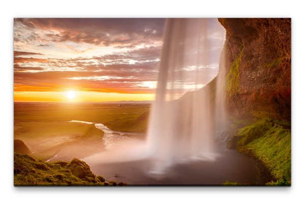 Bilder XXL Hinter dem Wasserfall Wandbild auf Leinwand