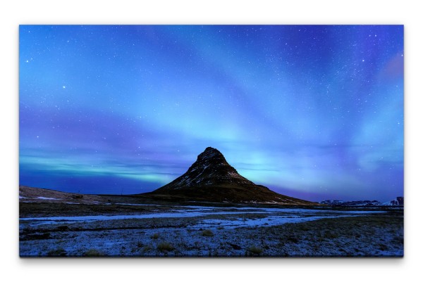 Bilder XXL Berg mit Polarlicht Wandbild auf Leinwand