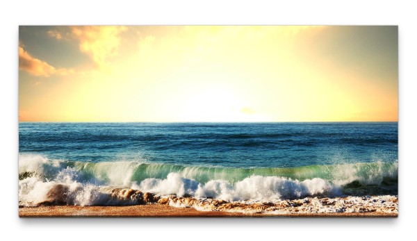 Bilder XXL Gischt am Strand 50x100cm Wandbild auf Leinwand