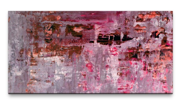 Bilder XXL Abstrakte Kunst in rosa 50x100cm Wandbild auf Leinwand