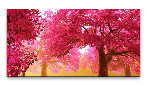 Bilder XXL Pinke Bäume 50x100cm Wandbild auf Leinwand