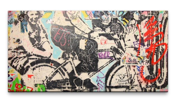 Bilder XXL Graffitistyle 50x100cm Wandbild auf Leinwand