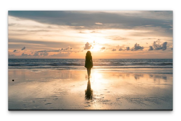 Bilder XXL Frau am Strand Wandbild auf Leinwand