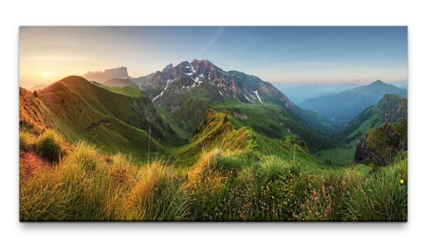 Bilder XXL Gebirgslandschaft 50x100cm Wandbild auf Leinwand