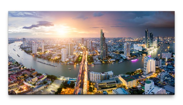 Bilder XXL Bangkok Skyline 50x100cm Wandbild auf Leinwand