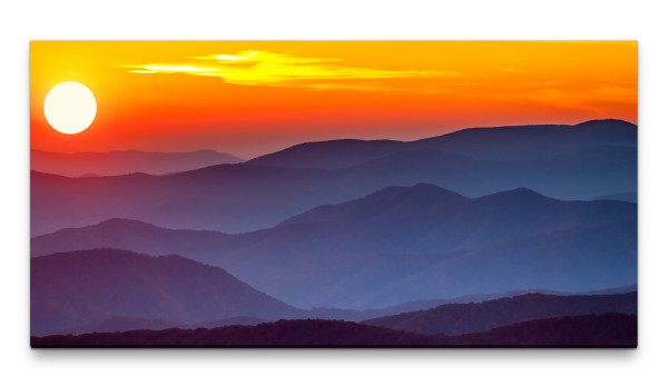 Bilder XXL Gebirge mit Sonne 50x100cm Wandbild auf Leinwand