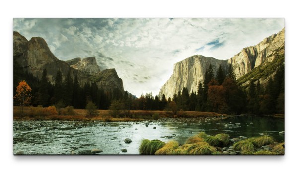 Bilder XXL Flusslandschaft 50x100cm Wandbild auf Leinwand