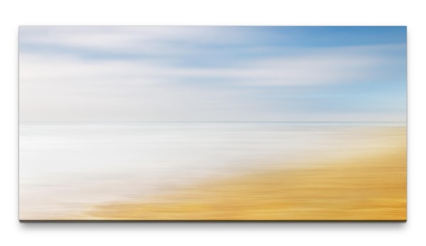 Bilder XXL Strand im Sonnenaufgang 50x100cm Wandbild auf Leinwand