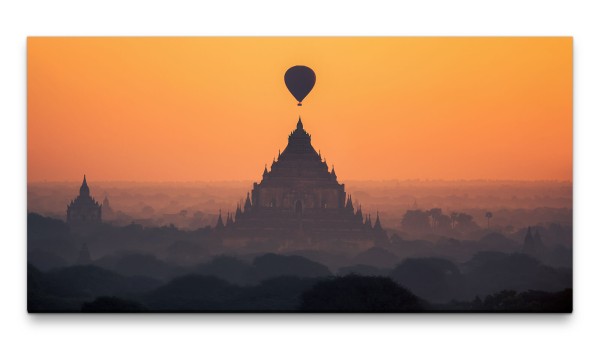 Bilder XXL Tempel mit Ballon 50x100cm Wandbild auf Leinwand