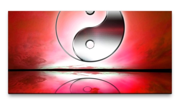 Bilder XXL yin yang rot 50x100cm Wandbild auf Leinwand