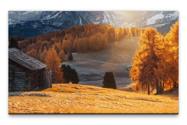 Bilder XXL Hütte im Gebirge Wandbild auf Leinwand