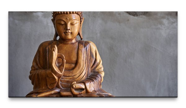 Bilder XXL Buddha aus Holz 50x100cm Wandbild auf Leinwand