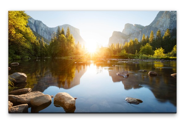 Bilder XXL Landschaftsreflektion im See Wandbild auf Leinwand