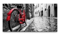 Bilder XXL Rotes altes Fahrrad 50x100cm Wandbild auf Leinwand