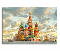 120x80cm Wandbild Russland Moskau Basilius Kathedrale Wolkenhimmel