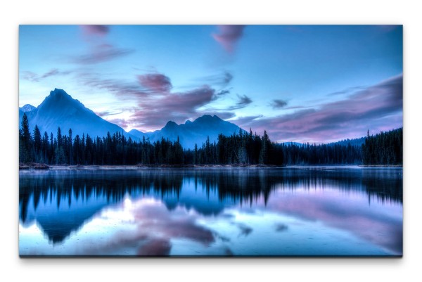 Bilder XXL Sonnenaufgang mit Seen Wandbild auf Leinwand