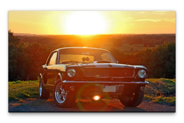 Bilder XXL Ford Mustang im Sonnenuntergang Wandbild auf Leinwand