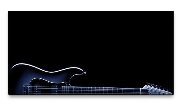 Bilder XXL schwarze E-Gitarre 50x100cm Wandbild auf Leinwand