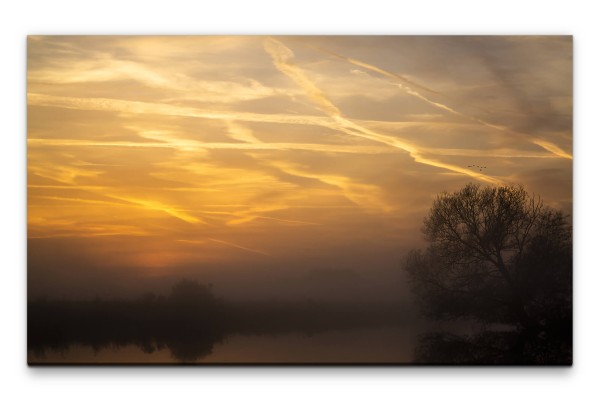 Bilder XXL Sonnenaufgang im Nebel Wandbild auf Leinwand