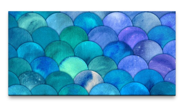 Bilder XXL Blaue Schuppen 50x100cm Wandbild auf Leinwand