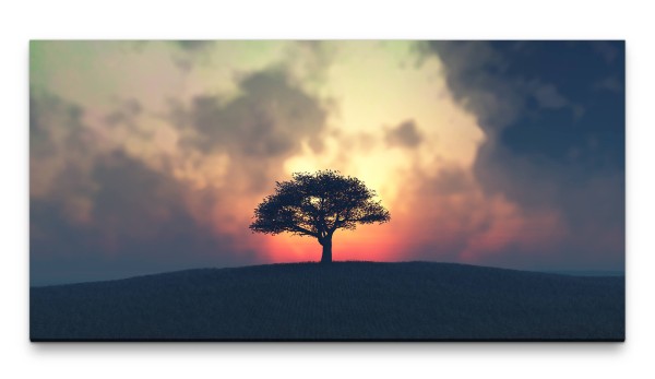 Bilder XXL Baum in der Dämmerung 50x100cm Wandbild auf Leinwand