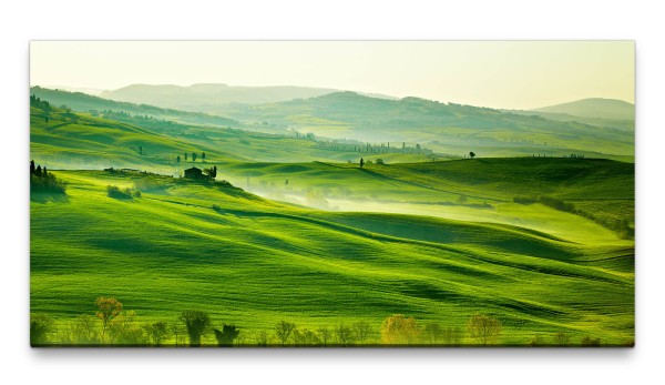 Bilder XXL Toskanalandschaft in Grün 50x100cm Wandbild auf Leinwand