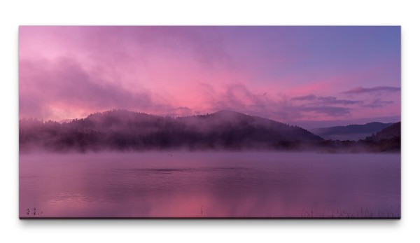 Bilder XXL See im Nebel 50x100cm Wandbild auf Leinwand