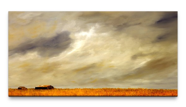 Bilder XXL Feld mit Scheune 50x100cm Wandbild auf Leinwand