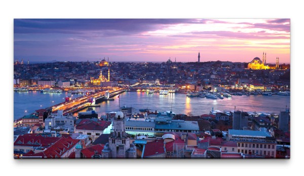 Bilder XXL Istanbul am Abend 50x100cm Wandbild auf Leinwand