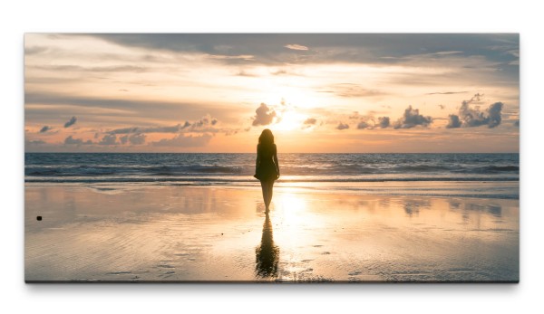 Bilder XXL Frau am Strand 50x100cm Wandbild auf Leinwand