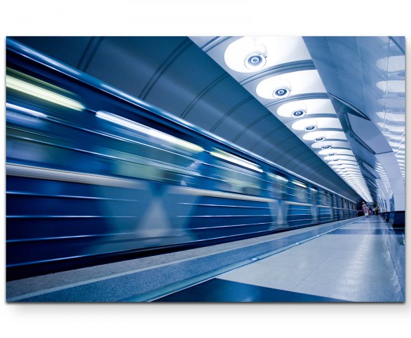 Fotografie  U-Bahnstation in einer Stadt mit Menschen - Leinwandbild